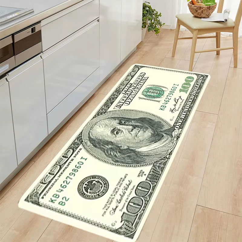 Dollar Patterned Carpet, Soft Welcome Doormat, Machine Washable, Game Room Dormitory Carpet, Youth Room Decoration