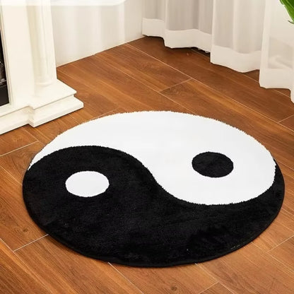 Super Soft Anti-Slip Simulated Billiards 8 Ball Carpet round Cashmere Bath Mat Bathroom Floor Circle Black White Soft Fluffy