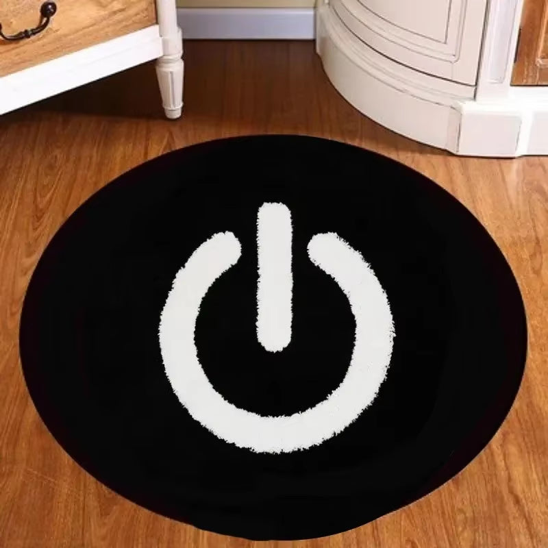 Super Soft Anti-Slip Simulated Billiards 8 Ball Carpet round Cashmere Bath Mat Bathroom Floor Circle Black White Soft Fluffy