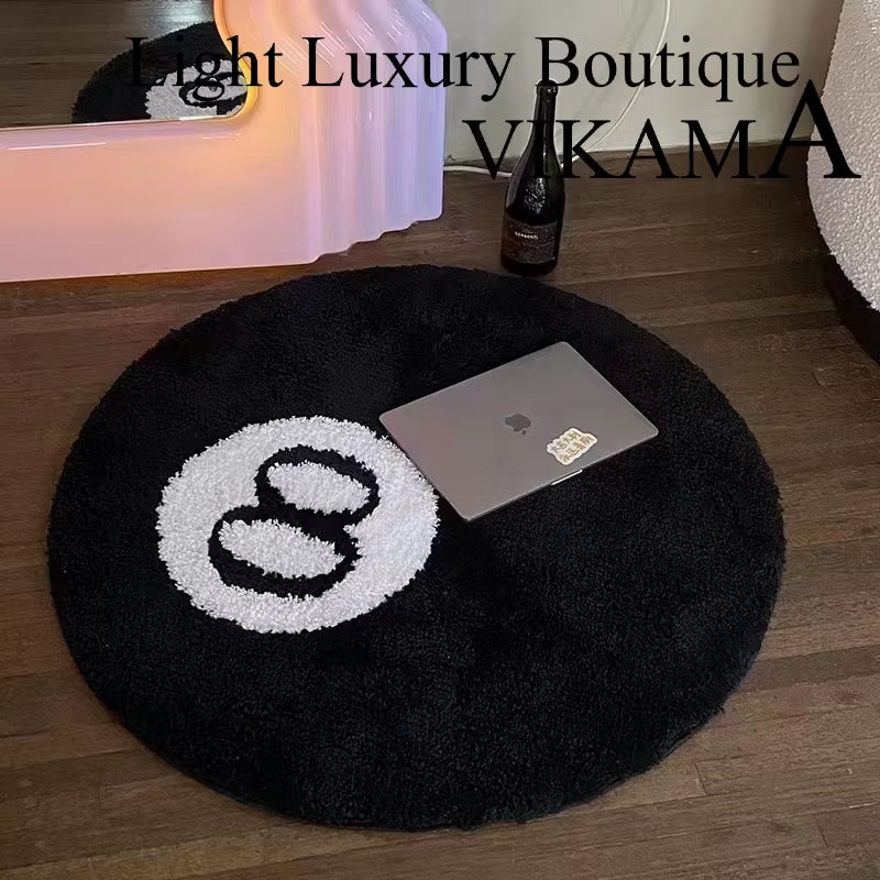 Simple Black Faux Cashmere 8 Carpet Living Room Sofa Coffee Table Study Room Bedroom Moisture-Proof and Non-Slip Floor