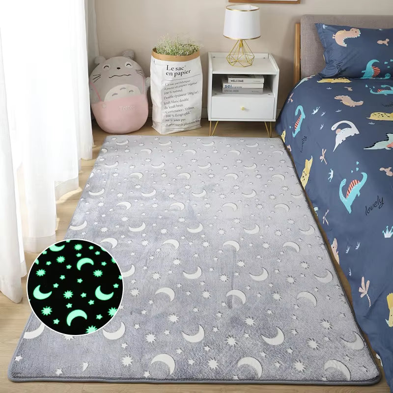 Luminous Carpet Modern Living Room Large Carpet Plush Children'S Bedroom Floor Mats Bay Window Cushion Thickening Printing Rug