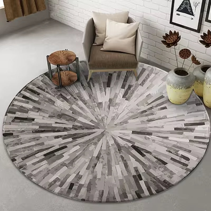 Modern Nordic round Carpet 120/200Cm for Living Room Abstract Golden Grey White Pattern Carpet Children Room Non Slip Area Rugs