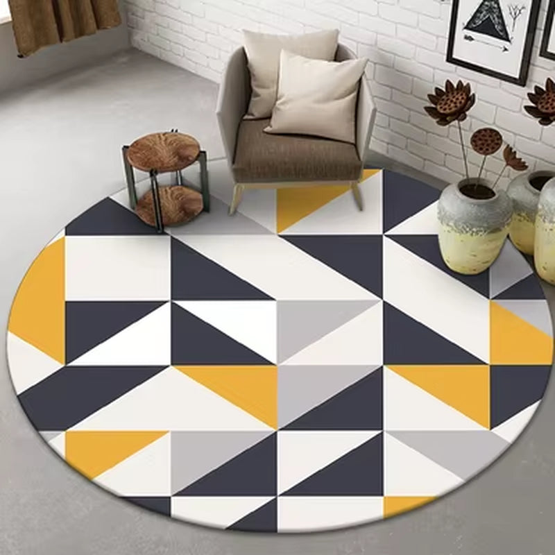 Modern Nordic round Carpet 120/200Cm for Living Room Abstract Golden Grey White Pattern Carpet Children Room Non Slip Area Rugs