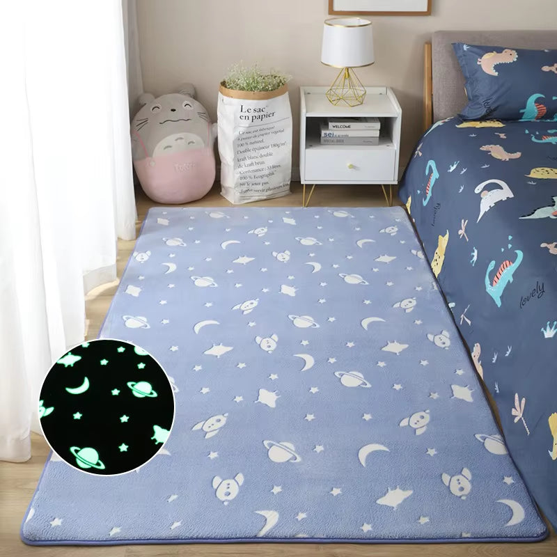 Luminous Carpet Modern Living Room Large Carpet Plush Children'S Bedroom Floor Mats Bay Window Cushion Thickening Printing Rug