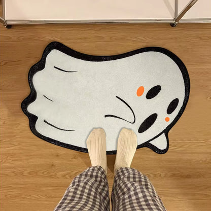 Halloween Rug Cute Halloween Decoration Cartoon Ghost Doormat Entrance Non-Slip Absorbent Room Carpet Home Game Room Carpet