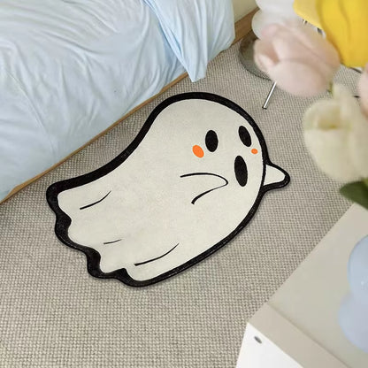 Halloween Rug Cute Halloween Decoration Cartoon Ghost Doormat Entrance Non-Slip Absorbent Room Carpet Home Game Room Carpet