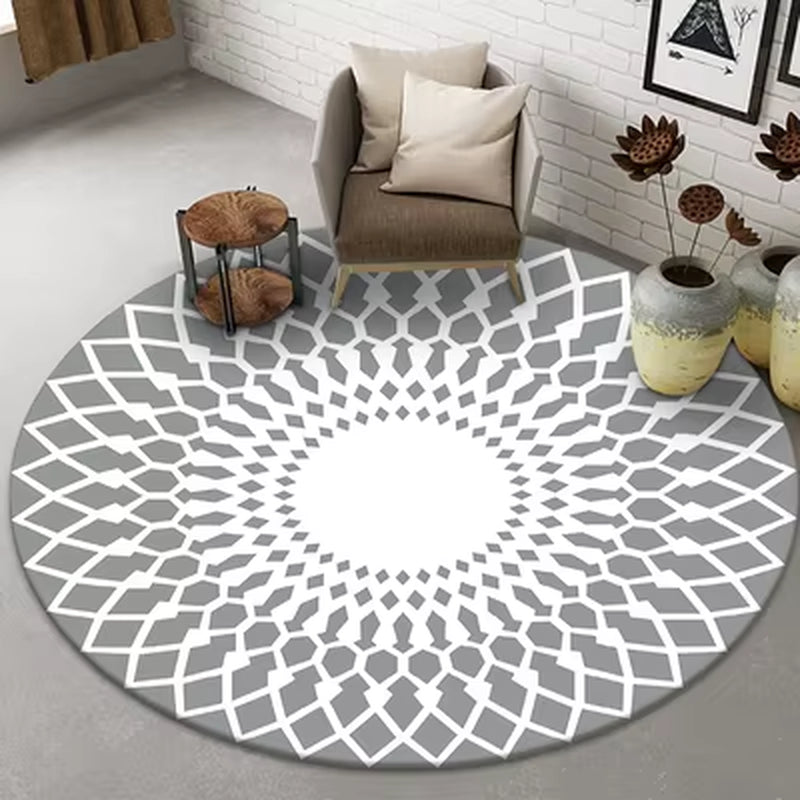 Modern Nordic round Carpet 120/200Cm for Living Room Abstract Golden Grey White Pattern Carpet Children Room Non Slip Area Rugs