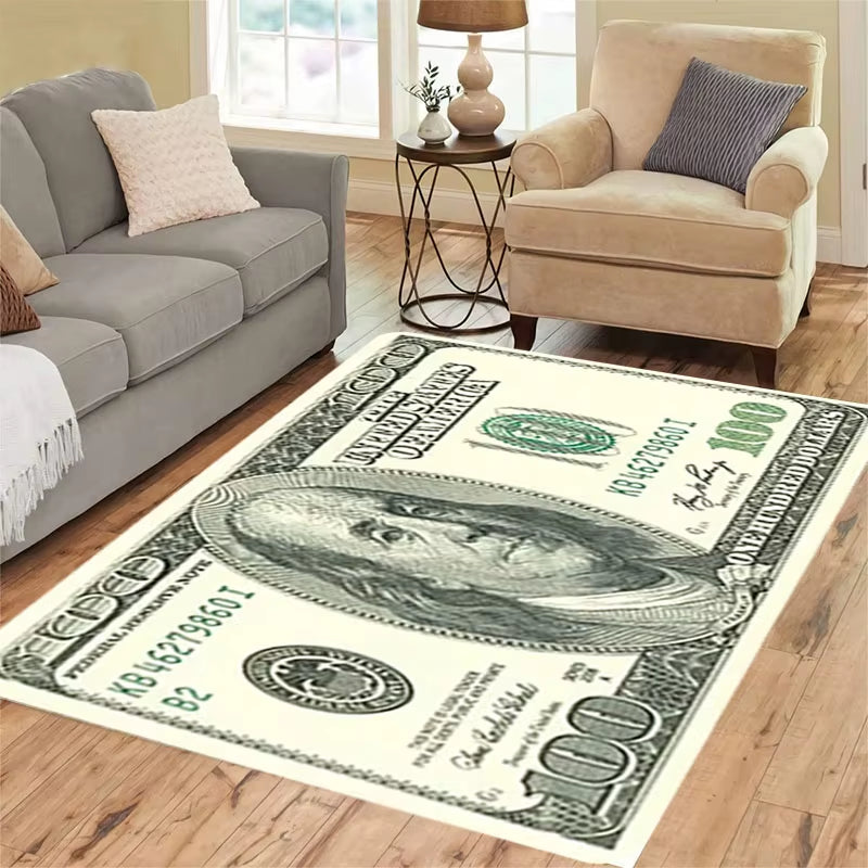 Dollar Patterned Carpet, Soft Welcome Doormat, Machine Washable, Game Room Dormitory Carpet, Youth Room Decoration