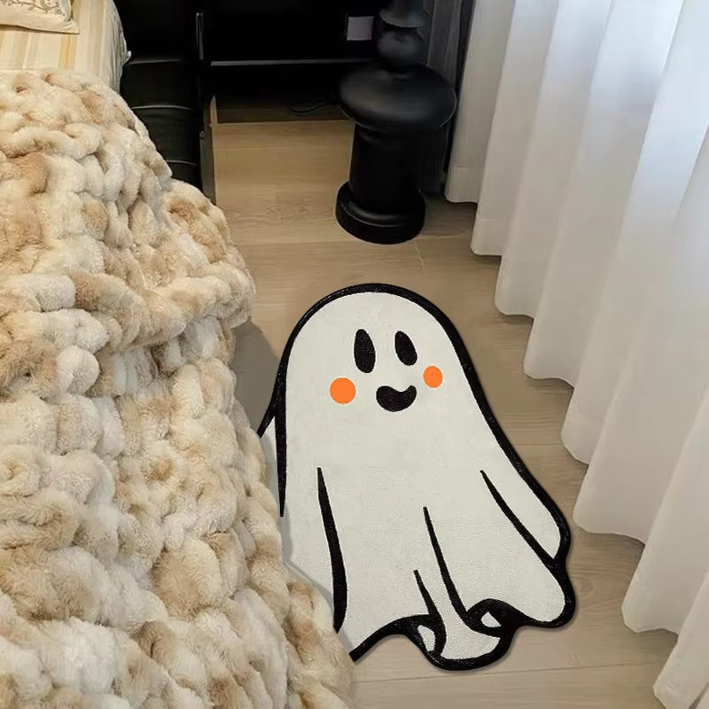 Halloween Rug Cute Halloween Decoration Cartoon Ghost Doormat Entrance Non-Slip Absorbent Room Carpet Home Game Room Carpet