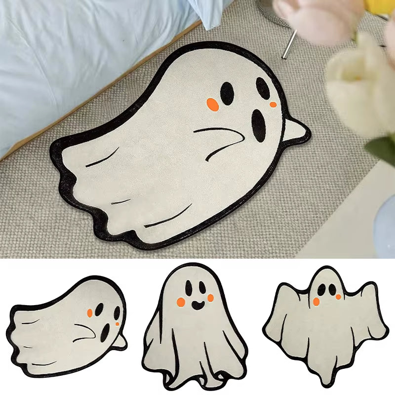 Halloween Rug Cute Halloween Decoration Cartoon Ghost Doormat Entrance Non-Slip Absorbent Room Carpet Home Game Room Carpet