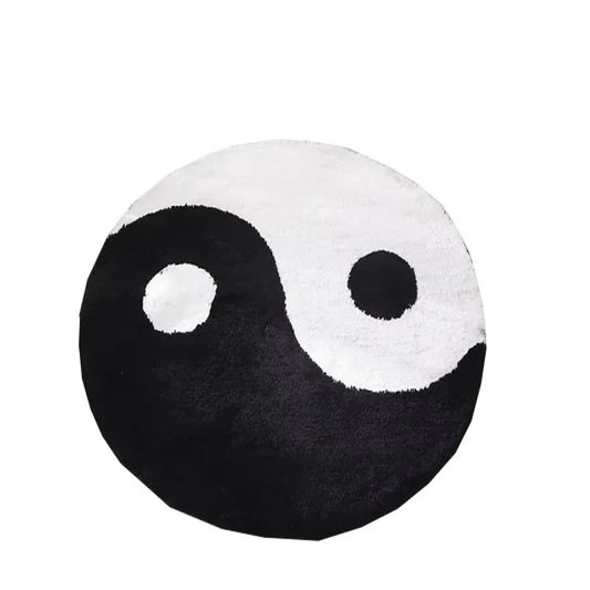 Super Soft Anti-Slip Simulated Billiards 8 Ball Carpet round Cashmere Bath Mat Bathroom Floor Circle Black White Soft Fluffy